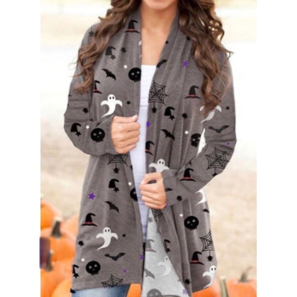 Sweaters - 👻HP🦇1 LEFT•Large Halloween Gray/Purple Cardigan